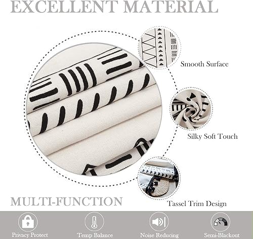 Miniatura 4 de ColorBird Cortinas de ventana con estampado geométrico 4 paneles