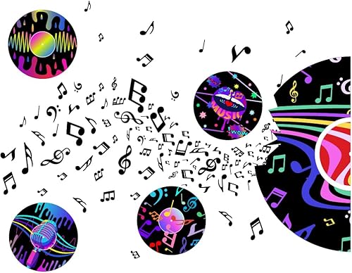 SUPERDANT Coloridas notas musicales de grabación, pegatina de pared estilo punk, decoración de pared para jardín, sala de estar, dormitorio, sala de