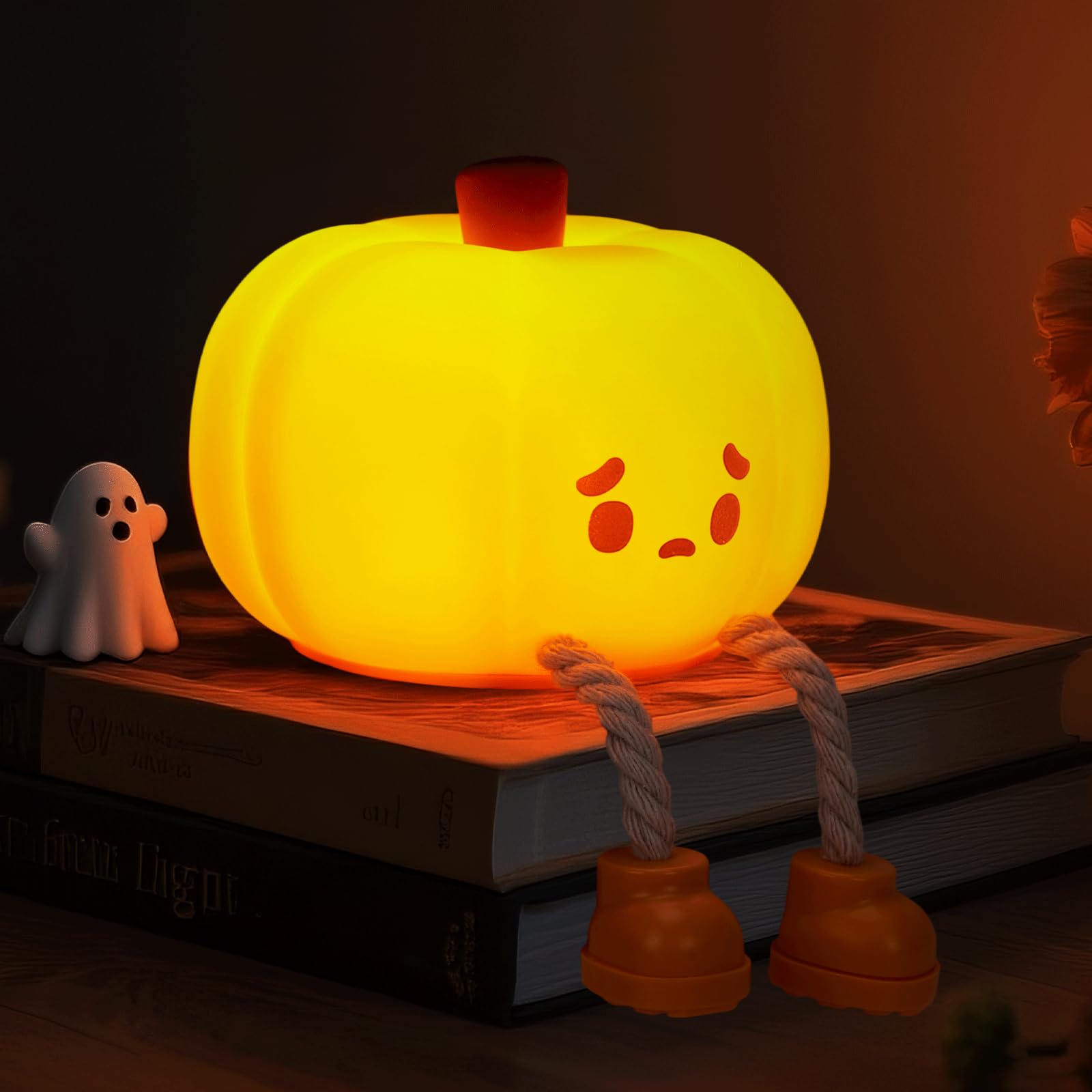Pumpkin Night Light for Kids Halloween Decorations 30Min Timer Control, Silicone Touch Bedroom Baby Night Lamp, Rechargeable Portable Bedside Lamp for Breastfeeding Toddler Nursery Baby Gifts
