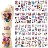 8 Feuilles Tattoos Temporaires Hunters pour Enfants, Autocollants Décoratifs Film Hunters, Cadeaux d’Anniversaire pour Filles et Garçons, Récompenses de Classe, Carnaval, Noël