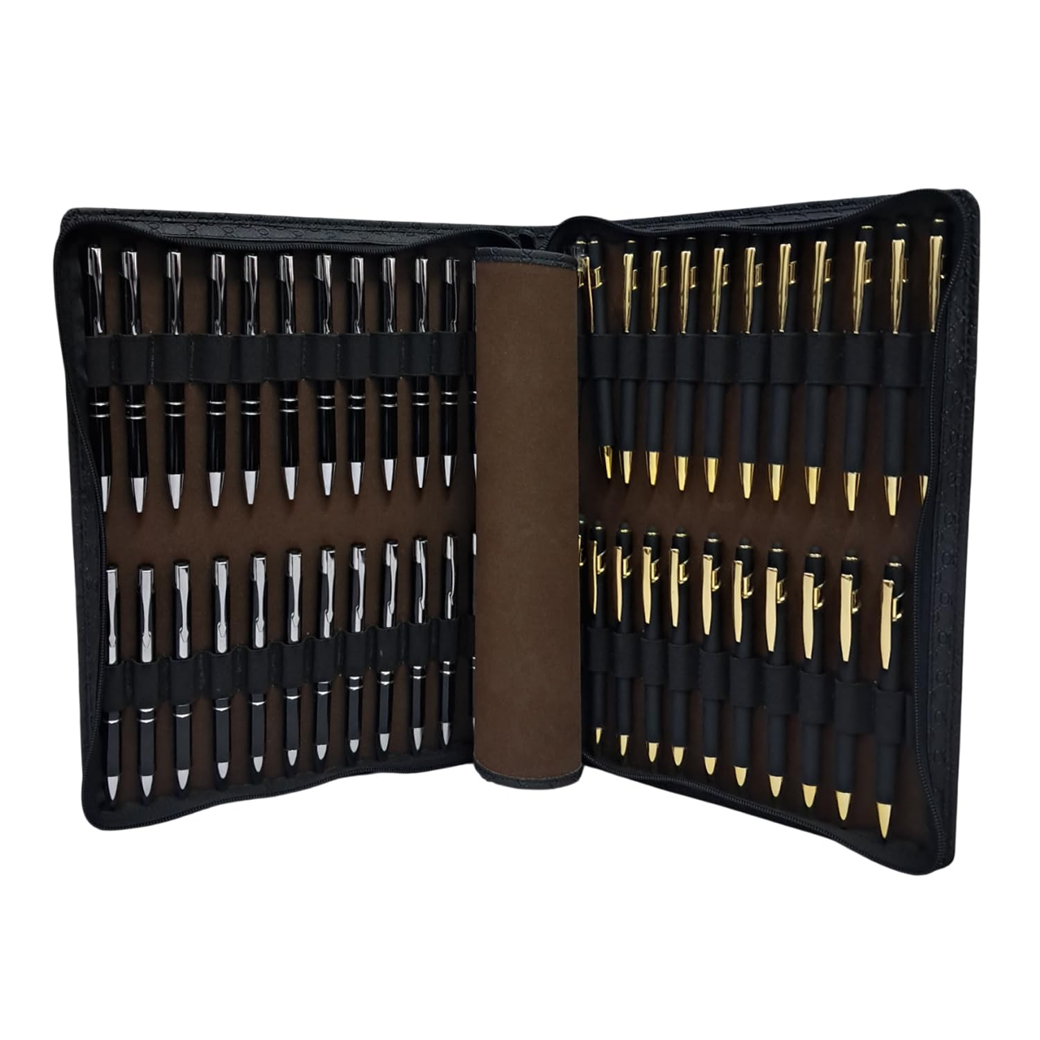 essart Premium PU Leather Men's & Women's Pen case Organizer Pen Case Pencil Case - Zippered Pen Pencil Bag Pouch for School, Work & Office Marker Case Organizer Colour Black (PNC-48-D-Black)-image-33