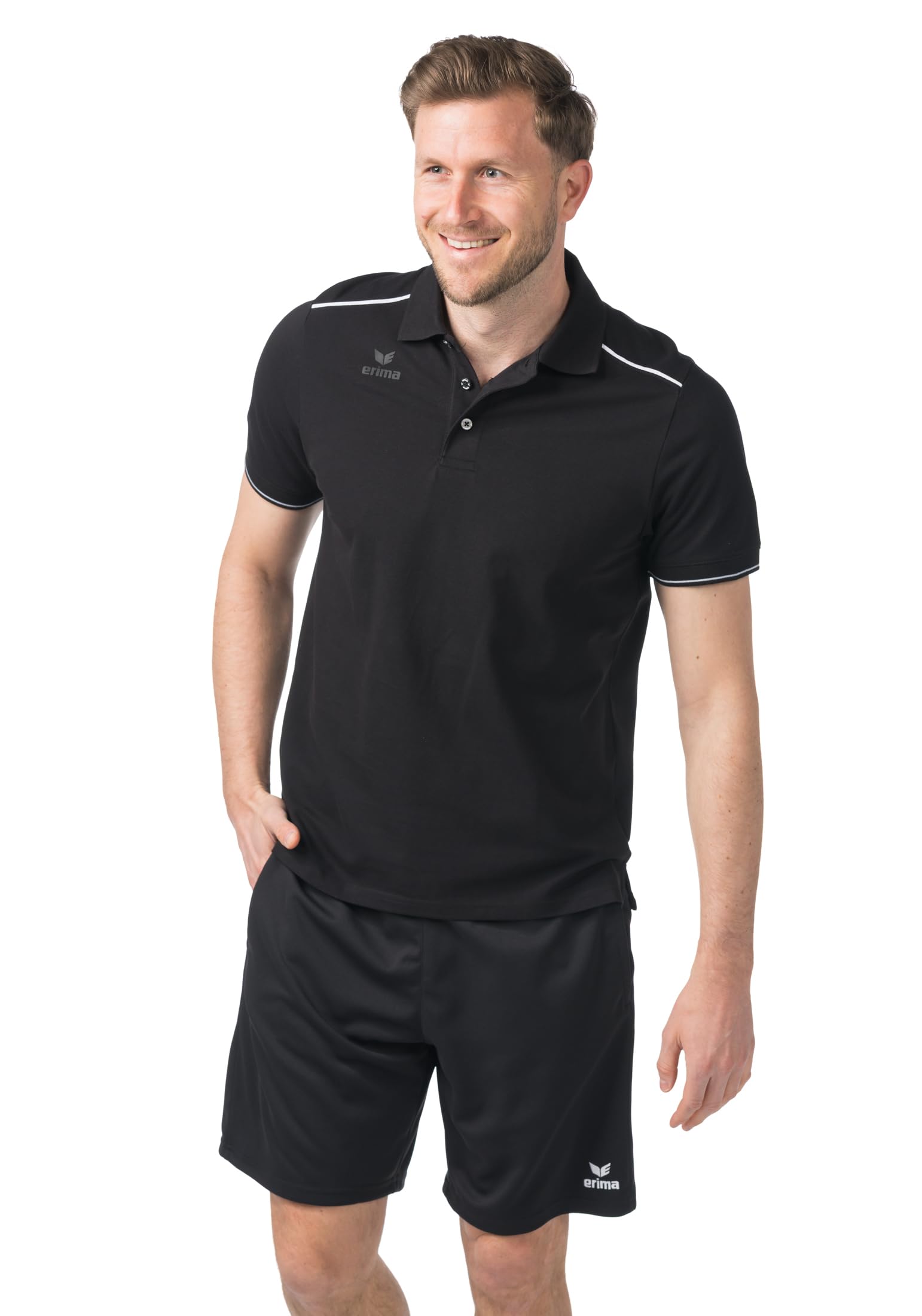 Erima Men's CMPT Poloshirt (2112511) Black/White, 5XL