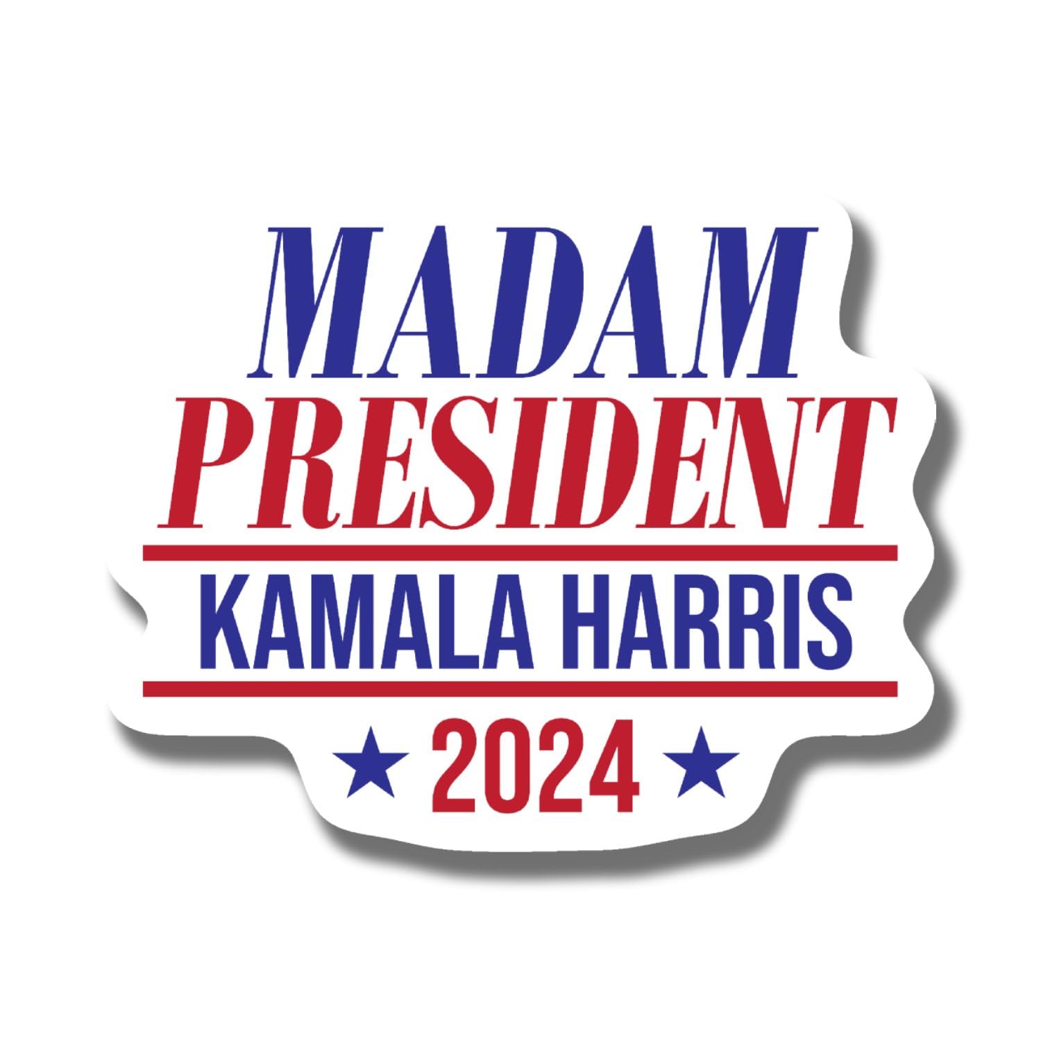 Madam President Kamala Harris 2024 Magnet - Kamala Harris 2024 President Election Political Magnet - Car Truck Bumper Fridge Metal Surface Magnet - 5 Inches On Longest Side - Made in USA - AAMT0203