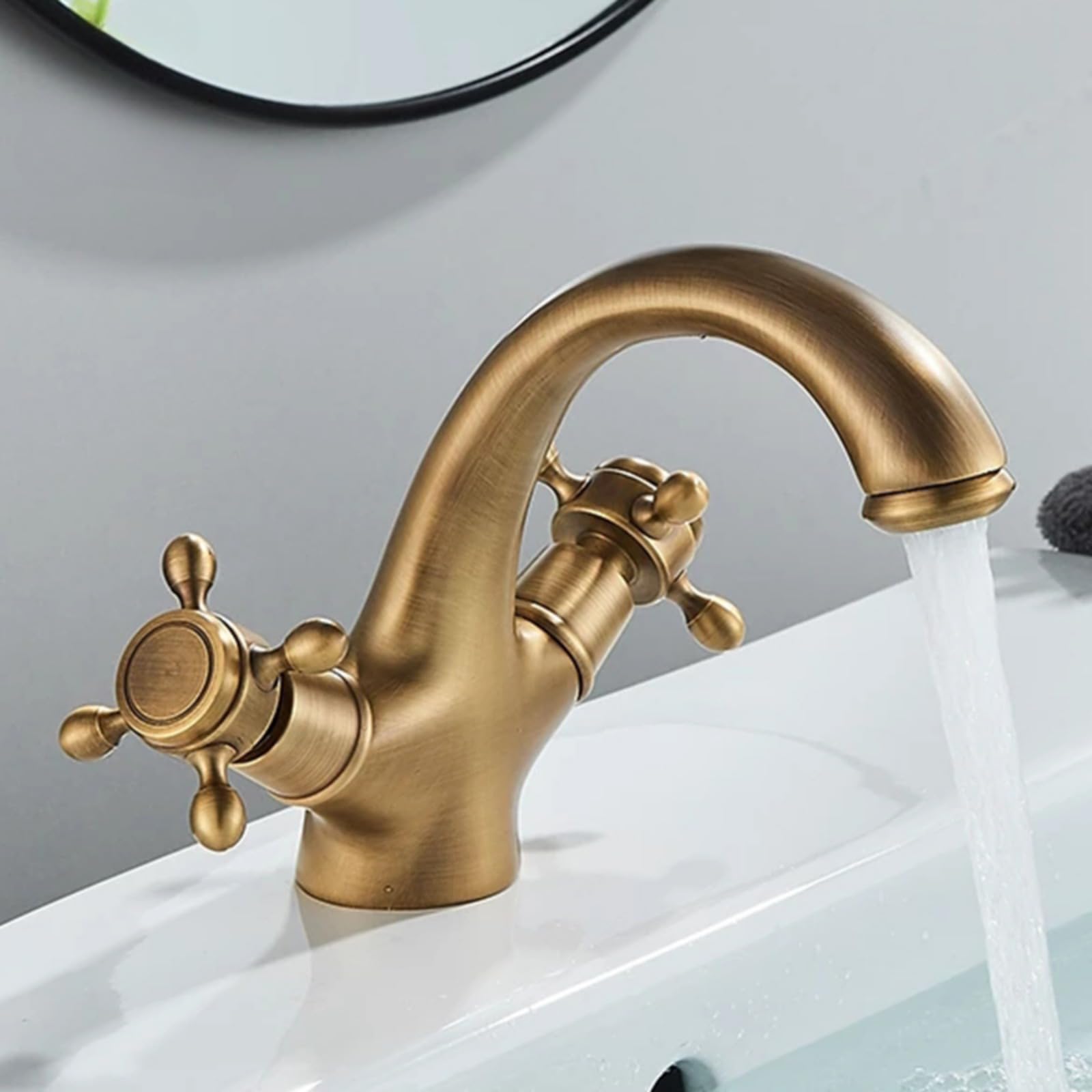 Robinet de lavabo en laiton antique chic et mitigeur rétro - 7
