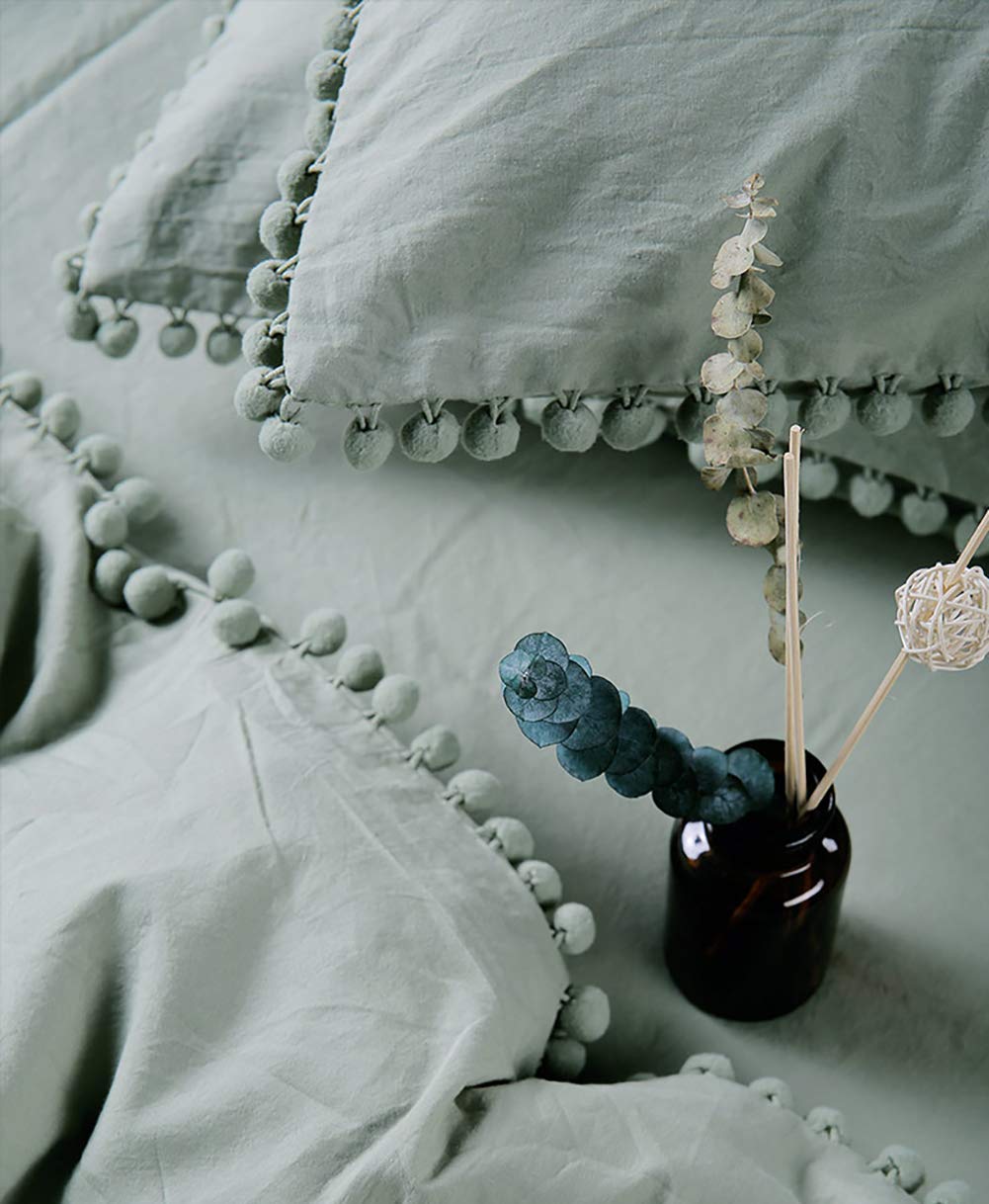 Amazon｜TanNicoor ポンポンフリンジ掛け布団カバーセット - 2ピース