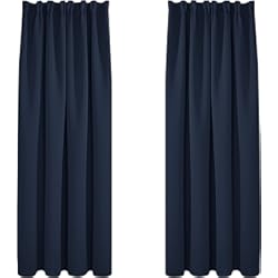 Paneles Modernos Deconovo Cortinas Dormitorio Moderno Fruncidas Blackout Curtain Suave para Ventanas de Habitación Juvenil con Bolsillos Juego de 2 Paneles 117 x 183 cm Azul Marino
