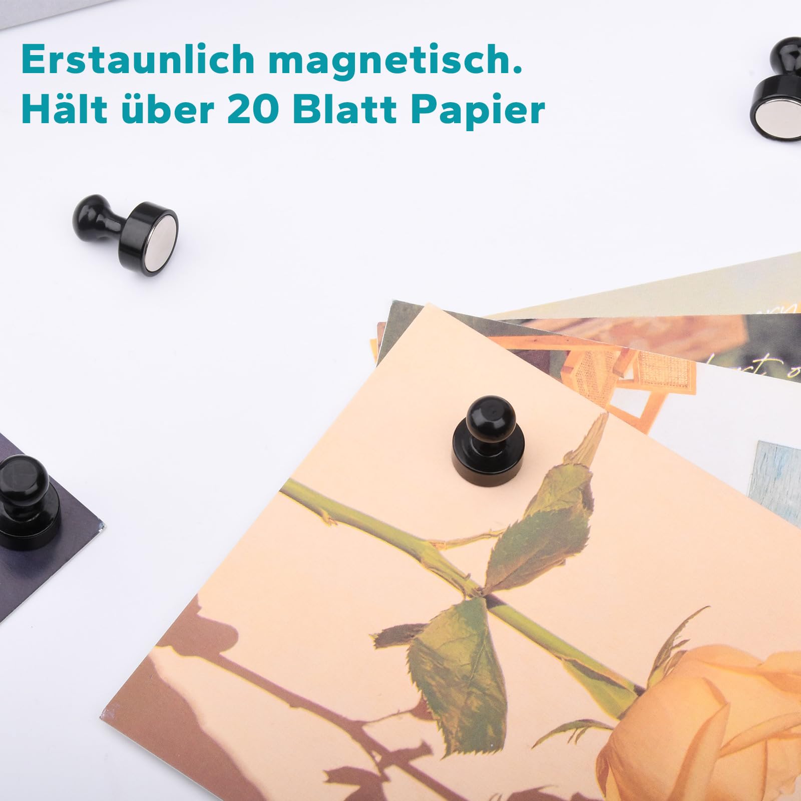 COM-FOUR® set van 24 PF-magneten - koelkastmagneten van kunststof - platte ronde magneten voor whiteboards, prikborden en meer (24 stuks - kleurrijk