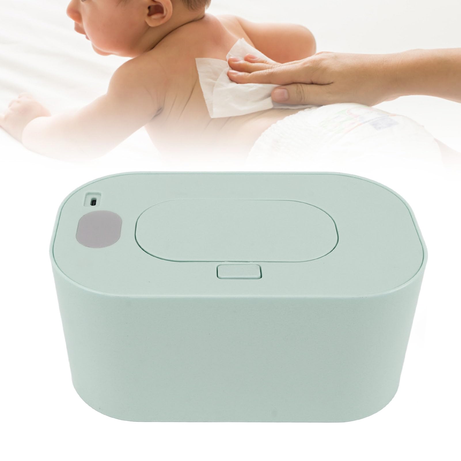 Wischtuchwärmer, Feuchttuchspender, USB-betrieben, konstante Temperatur, große Kapazität, Baby-Wischtuchwärmer mit Display, Wischtuchheizung für Kleinkinder (Grün)