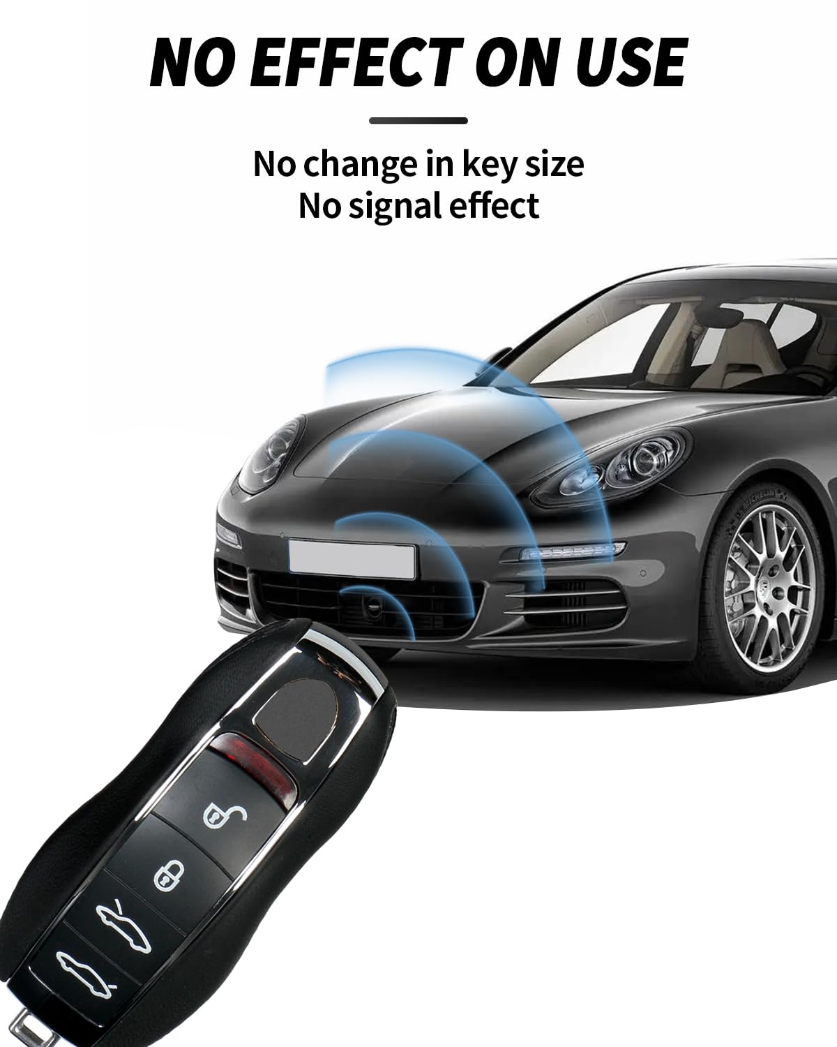 Skórzany kluczyk FOB -osłona do Porsche Macan Panamera 911, osłona klucza do kluczy Porsche Cayenne 718 Cayman Boxster Accessoires (czarna)