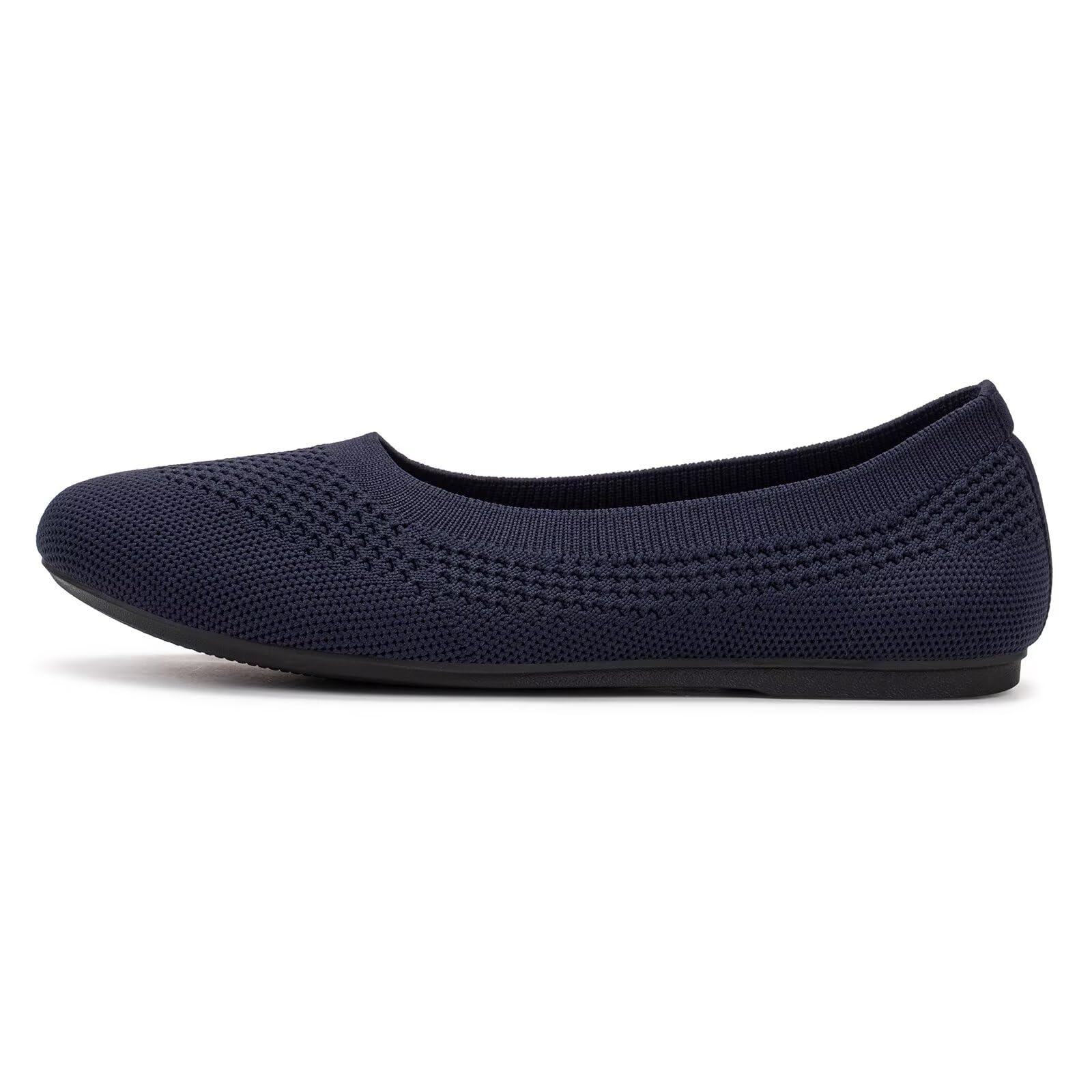 Frank Mully Damen-Ballerinas breite Slip-on-Strickschuhe runde Zehenpartie