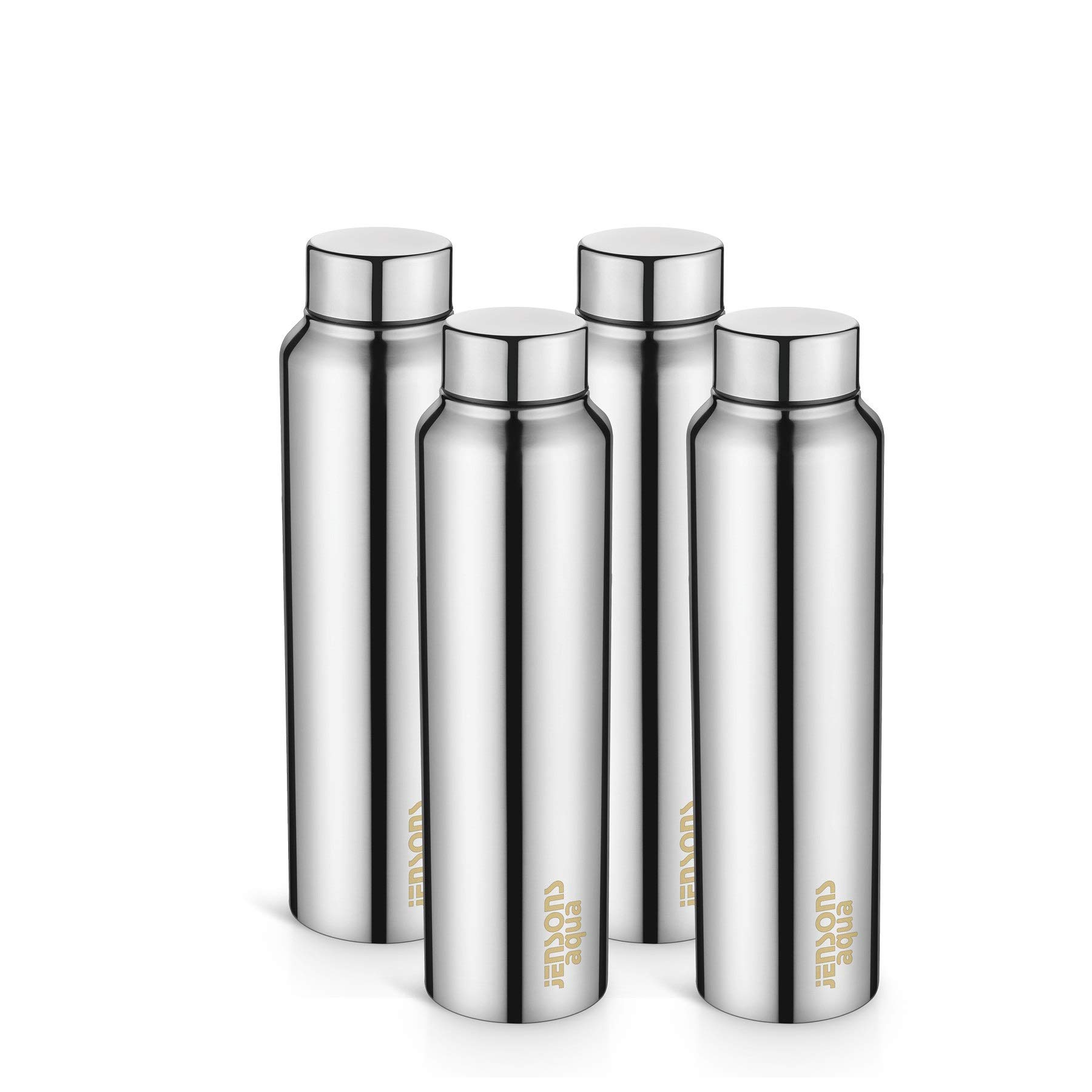 JENSONS Aqua Stainless Steel Thunder Water Bottle 1000 ml HIGH Gloss- Set of 4