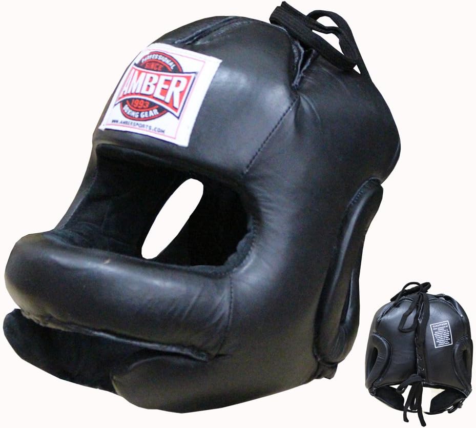 Ultimate All-Leather Face-Saver Headgear, Enhanced Comfort, Advanced Face Bar Protection, Secure Fit, and Shock-Absorbing Padding for MMA, Boxing, Kickboxing, and Martial Arts Training