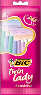 Bic Twin Lady - Cuchillas de depilar de doble hoja (paquete de 8 cuchillas, 2 paquetes)