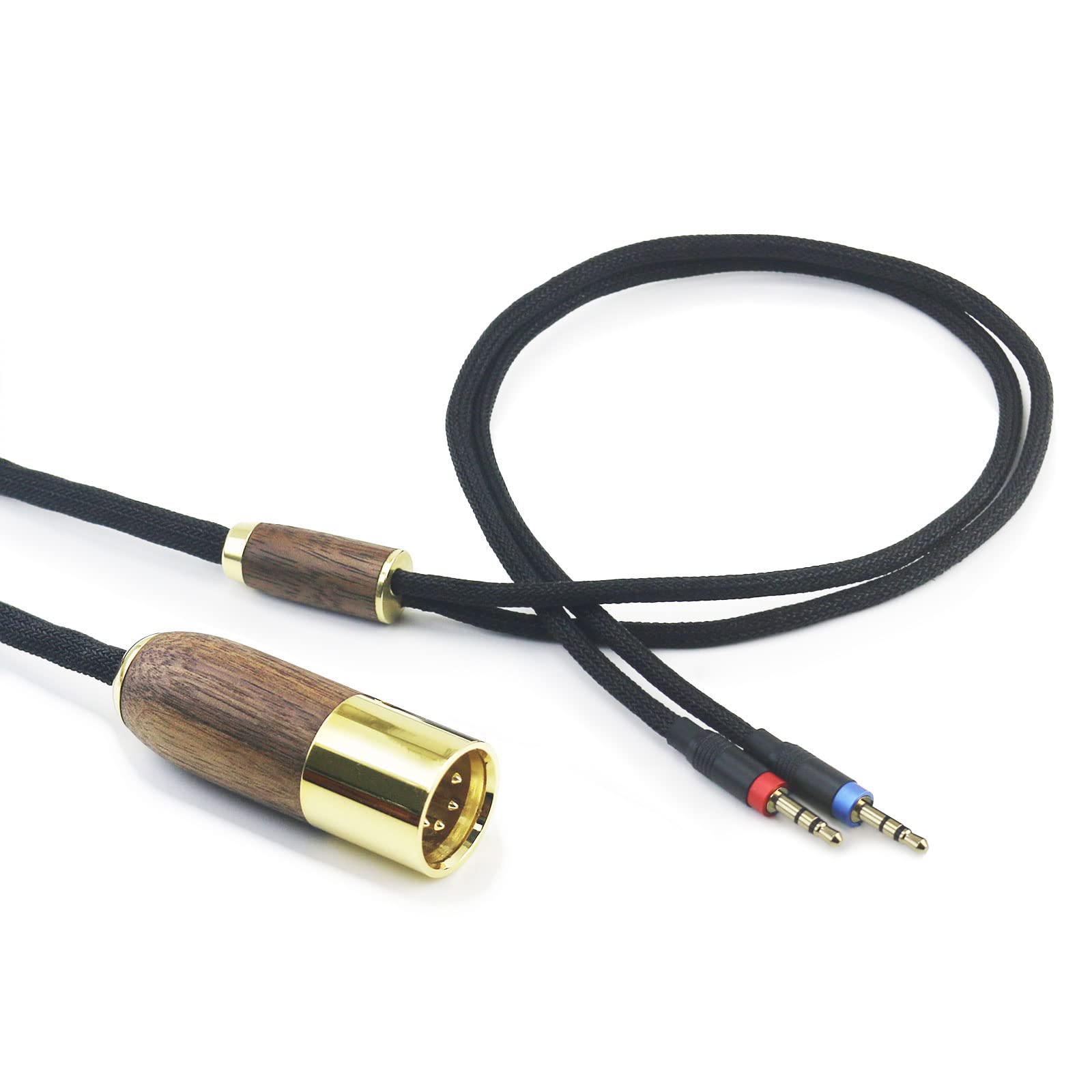 Cavo Bilanciato XLR A 4 Poli Per Cuffie Hifiman HE-400i/HE400S (versione Dual 2,5 Mm) – Rame OCC 6N Placcato Argento, Connettori In Legno Di Noce E Ottone, Lunghezza 2 Metri