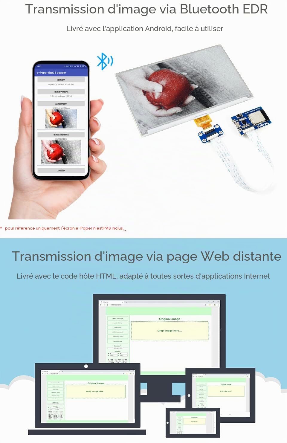 Waveshare Universal e-Paper Raw Panel Driver Board Onboard SoC ESP32 WiFi/Bluetooth Wireless Supports Various SPI E-Ink Raw Panels