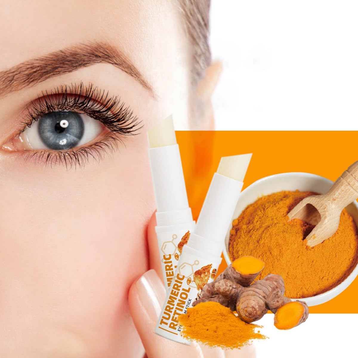 Turmeric Retinol Eye Stick,Eye Balm Stick Hydrating for Dark Circle,Wrinkles,Anti Aging Under Eye,Retinol Eye Cream For Puffiness and Bags Reduces Fine Lines Thanksgiving Christmas Gifts