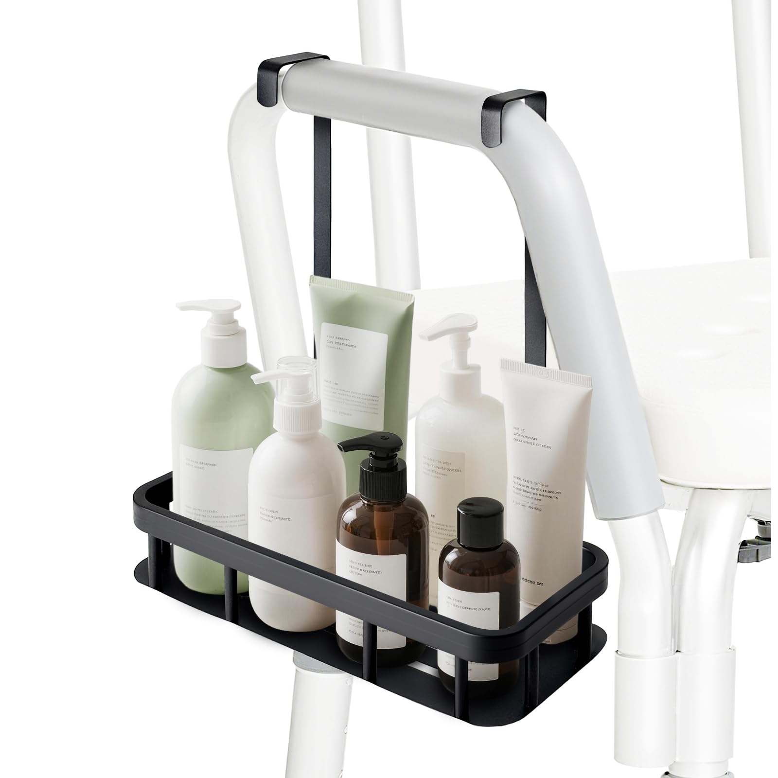 Shower Caddy Hanging Showers Organizer Rack for Chair Bench for Elderly Seniors Disabled Shower Chair- Black