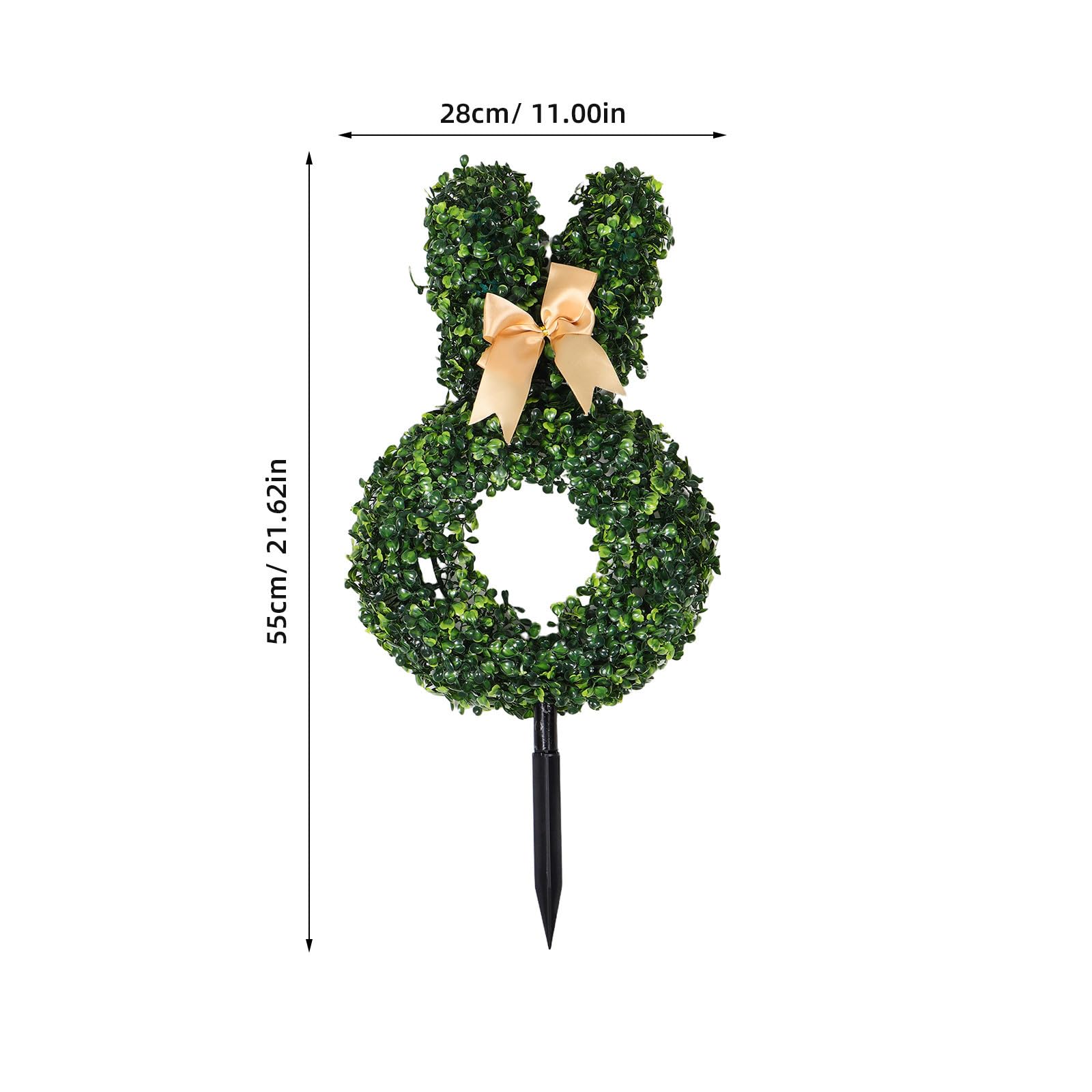 BESTonZON Künstlicher Hasen Topiary mit Stab, Grün, Kunststoff, Osterdeko