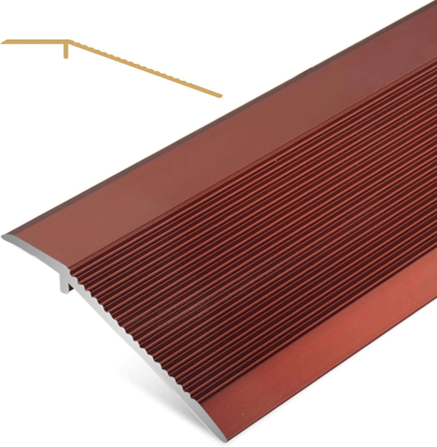 Wood to Tile Transition Strips 72 Inches Arc Floor Cover, Aluminum Alloy Threshold Strip Ideal for Laminate, Hardwood in Doorways - Easy Installation