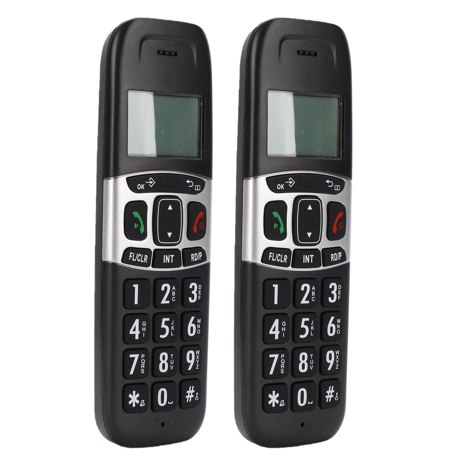 Luqeeg Telefono Cordless con Vivavoce DECT 6.0 Full Duplex, Telefono Cordless a 2 Ricevitori con Blocco Chiamate, per Casa (Spina europea)
