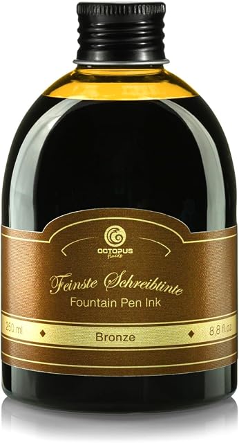 Atrament do pióra wiecznego w praktycznej butelce do wielokrotnego napełniania, atrament do kaligrafii w kolorze brązowym, 250 ml
