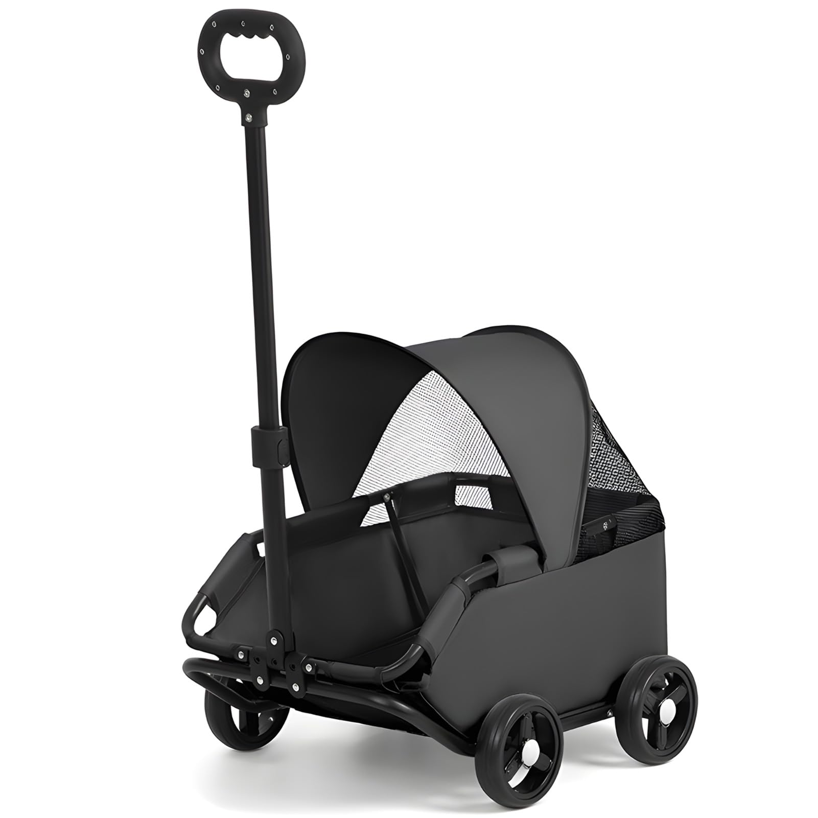 Vexorium Dog Pram for Small Dogs with Awning, Portable Rolling Folding Cat Dog Pushchair Stroller Carrier, Dog Trolleys with Wheels for Outdoor,Black