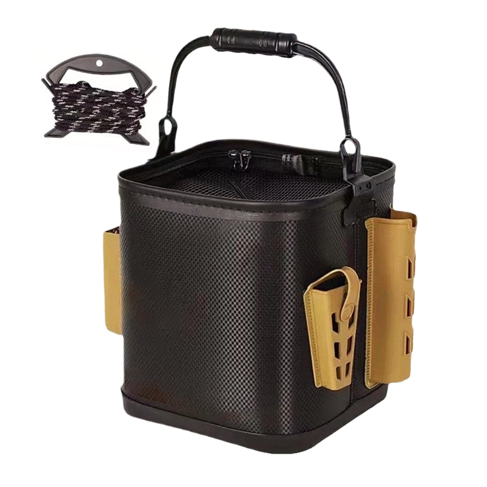 Seau à poissons étanche sac à appâts pliable en EVA avec porte-canne pour pêcheur extérieur