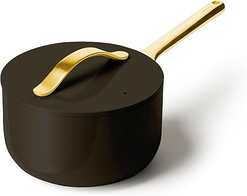 Caraway Sartén antiadherente de cerámica con tapa (3 cuartos de galón), no tóxico, sin PTFE ni PFOA, apto para horno y compatible con todas las
