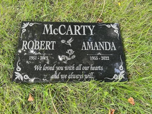 Image of Custom Memorial Granite Thick Stone 12x24 inches Memorial Grave Marker Headstone Garden Marker Cemetery Standard Tombstone (18 inchx12 inchx0.50 inch)