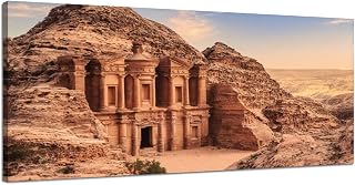 Canvas Wall Art Prints Ad Deir Monastery ruins carved rocky wall Petra Large Framed Wall Art Painting Artwork Poster Hanging Home Decor for Living Room Office Bathroom 30"x60"