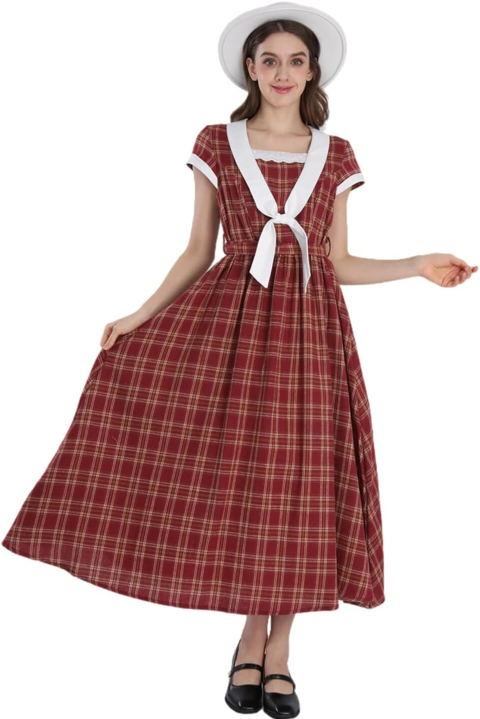 Nuoqi Women 1950s Dresses Vintage Christmas Plaid Dress Cap Sleeve 1950s Retro Outfit - Image 2