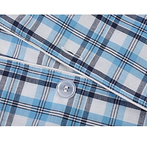 Image of Vulcanodon Mens Cotton Pajama Set Short Sleeve, Button Down Pajama Set for Men Lightweight Men's Sleepwear