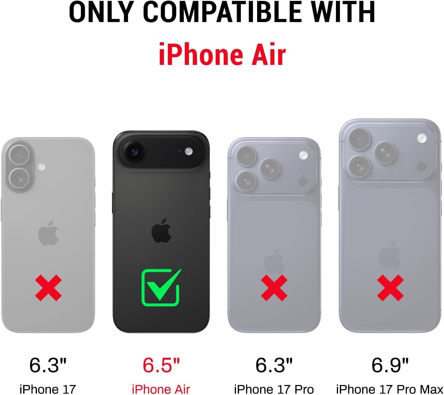 Wallet Case Compatible with iPhone Air, Crossbody Case RFID Blocking Card Holder Magnetic Flip Folio Purse, Shockproof Leather Strap Protective Cover for iPhone 17 Air 6.5'' 2025 Black - Image 2