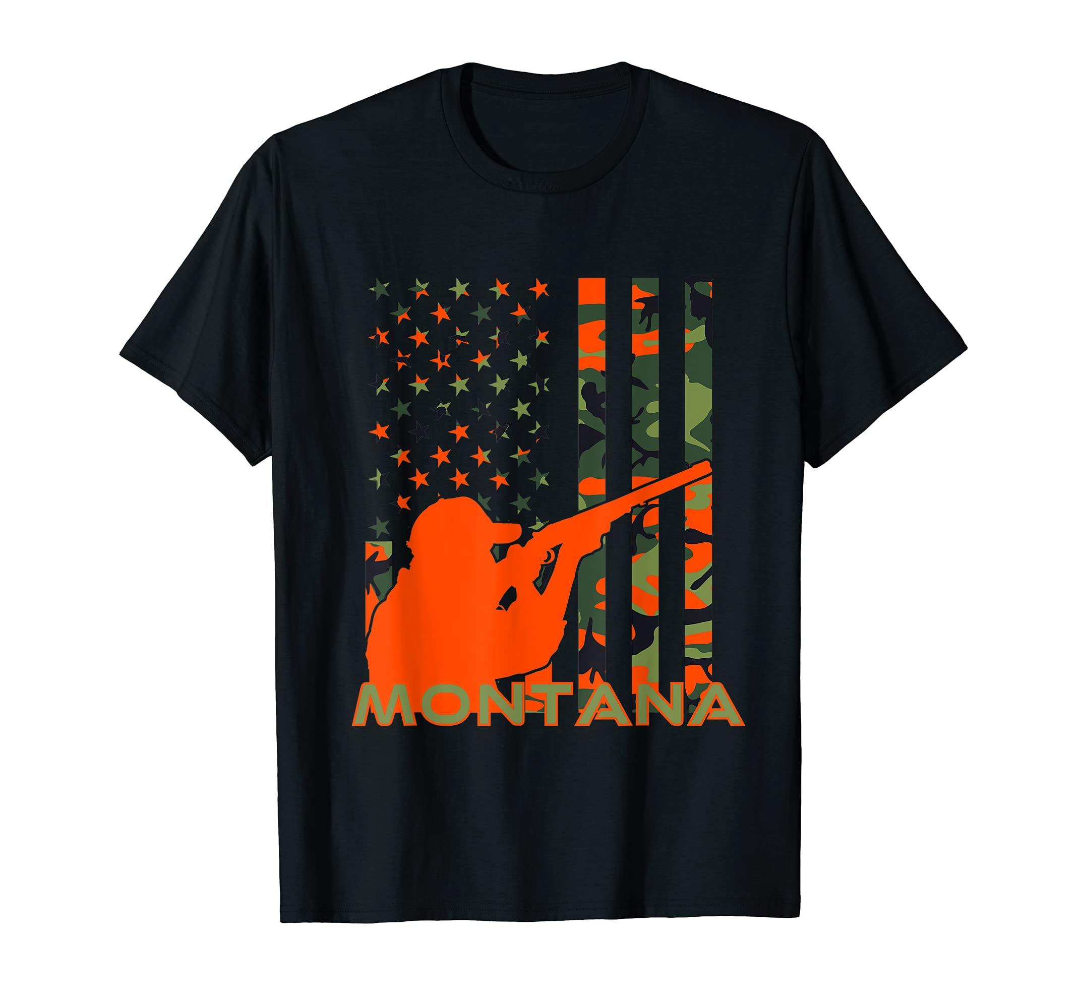 Patriotic Grouse Hunting Montana Upland Bird Hunter Camo T-Shirt