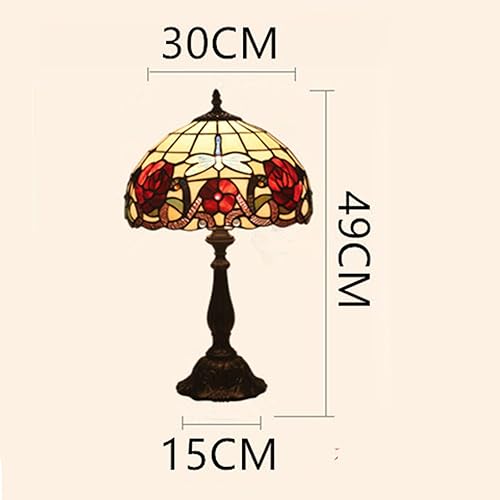 Miniatura 3 de Lámpara de mesa para dormitorio, estilo Tiffany, luz de escritorio, sala de estar, vitrales, aleación de zinc, patrón de libélula de aleación de