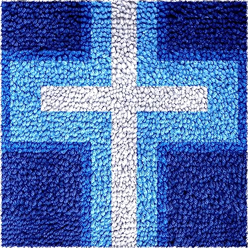 Image of Numptain Latch Hook Kits for Adults,DIY Rug Crafts Cross Pattern Color Printed Canvas,Latch Hook Kits for Beginners Handmade Needlework Crafts Home Decoration,12 inchx12 inch