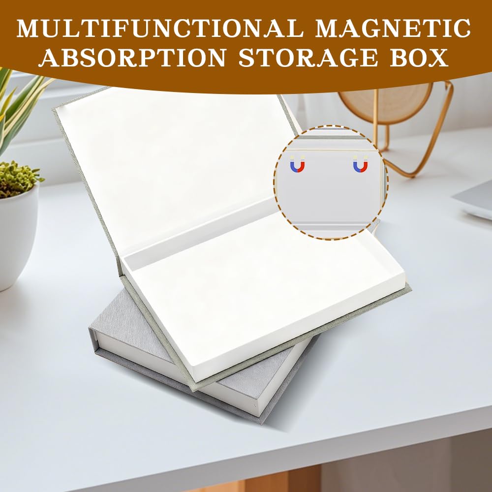 3 Pezzi Libri Decorativi Arredamento, Set di Libri Finti Decorativi Design, Libris Finti in Lino Scatola Portaoggetti con Chiusura Magnetica, Impilabile Libri Falsi per Casa Home Decor