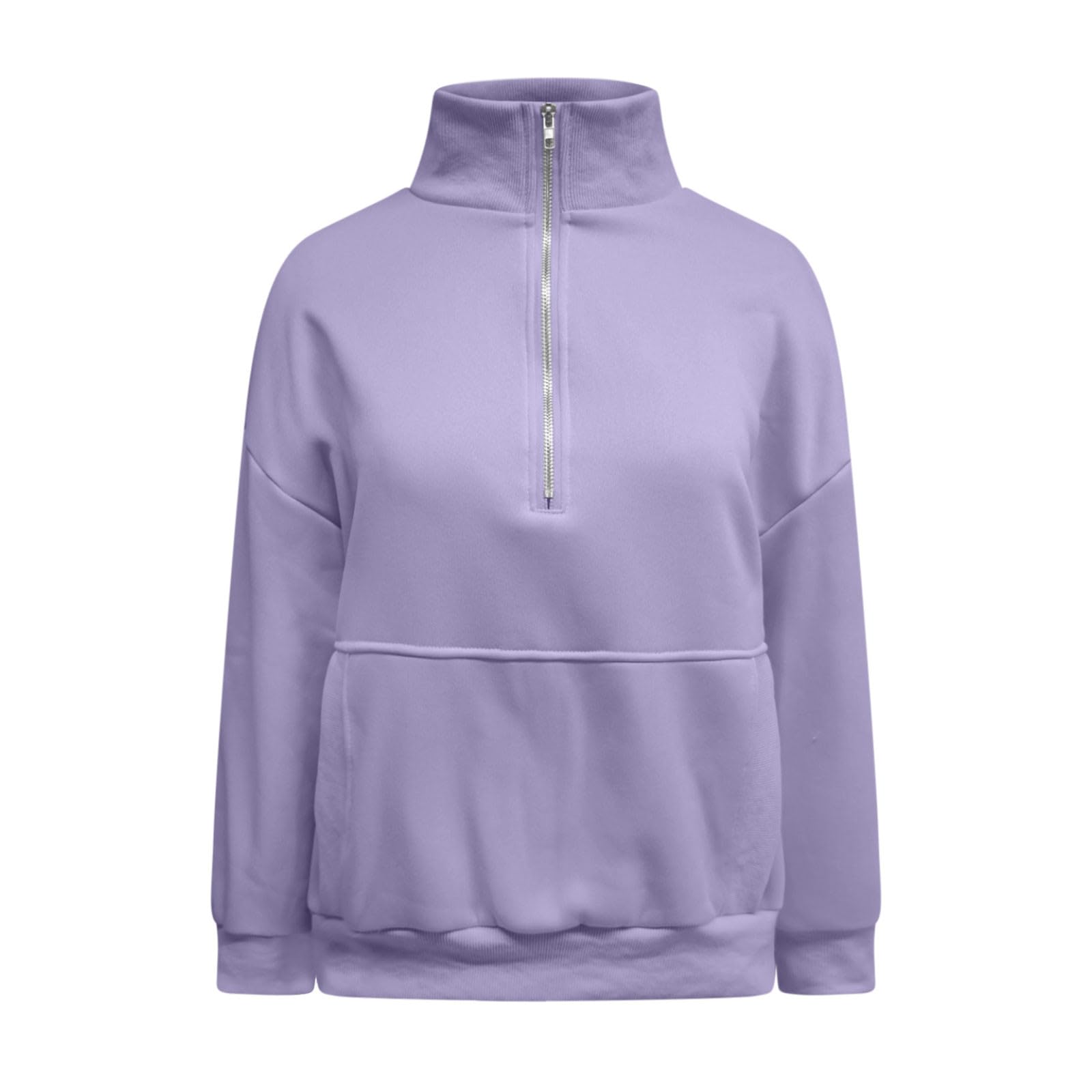 LUCKME Sudaderas Mujer Sin Capucha Jersey Mujer Manga Larga de Otoño Invierno Cuello Alto 1/4 Cremallera Sudadera Holgada con Bolsillo Casual Color Sólido Sweatshirt Suave y Cómodo Suéter Tops