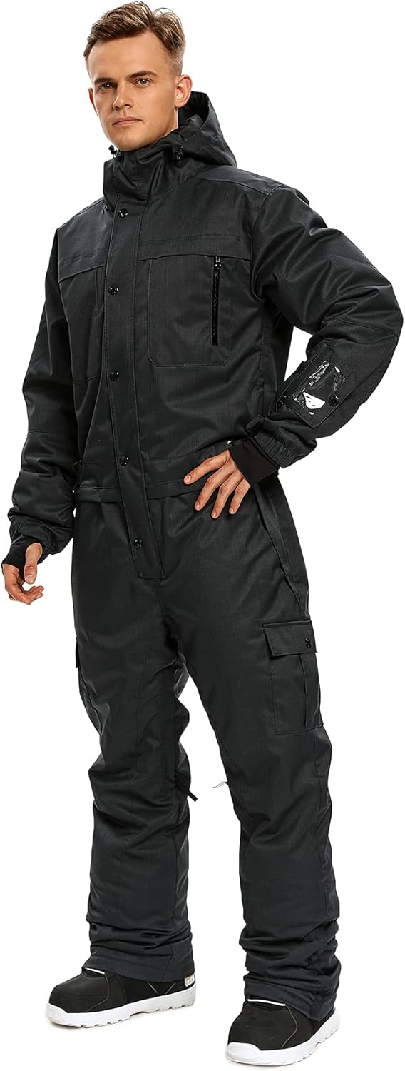 Mens One Piece Ski Suit Snowsuits Colorful Snowboard Jumpsuits Waterproof Hooded Warm Jackets Outdoor Winter - Image 3