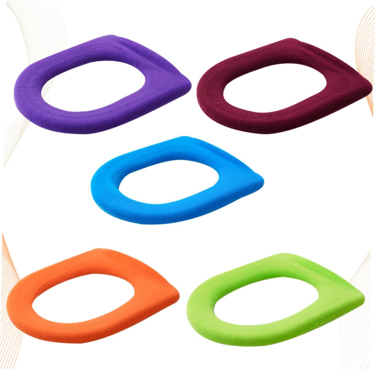Gadpiparty 5pcs Colorful O-shaped Toilet Seat Pads Soft Toilet Cover Mats for Home Bathroom Comfortable Warm Design for Adults Expecting Mothers Random Colors