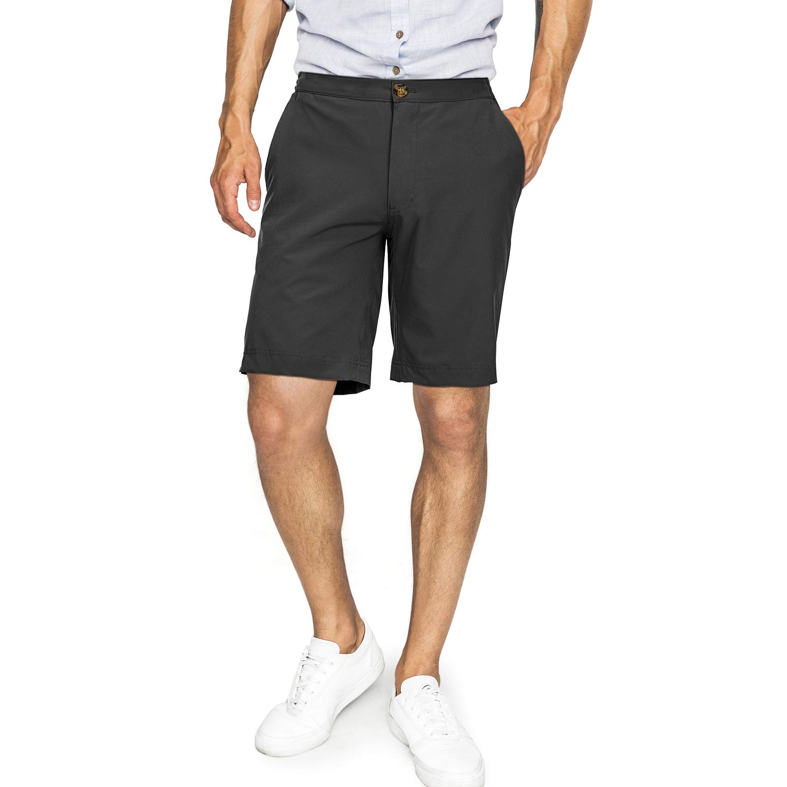 33,000ftMens Golf Shorts 9 inch Inseam Quick Dry Elastic Waist Classic-Fit Drawstring Dress Shorts Hiking Fishing Business