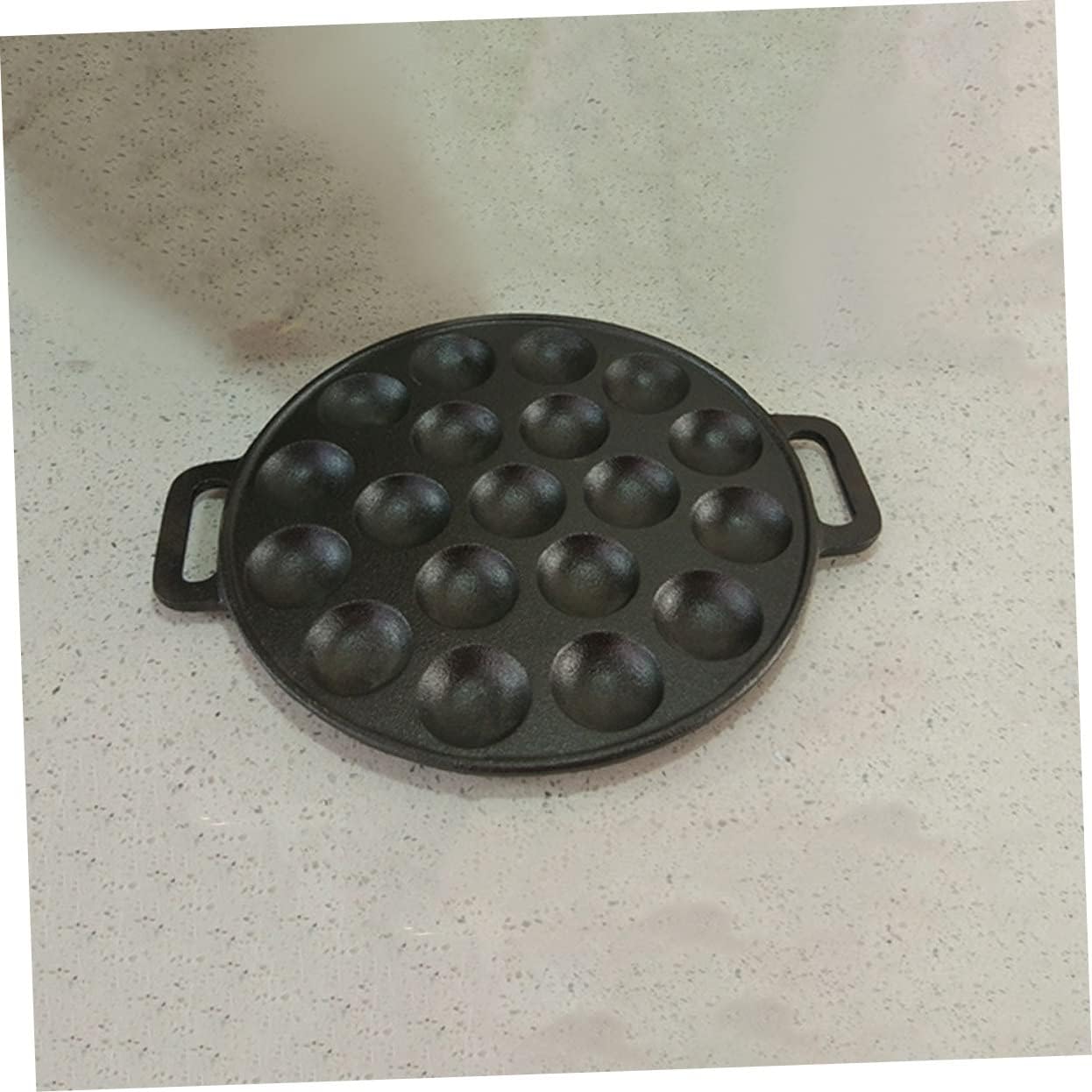 24CM Cast Iron Escargot Dish 19 Compartments Non-Coated Baking Tray for Snail Delicacies Kitchen Essential for Home Chefs