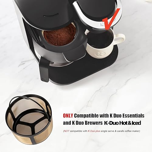 Miniatura 3 de Filtro de café reutilizable K Duo para K-Duo Hot & Iced(Gen 2) K-Duo Essentials y K-Duo Brewers 8-12 tazas de café de malla dorada