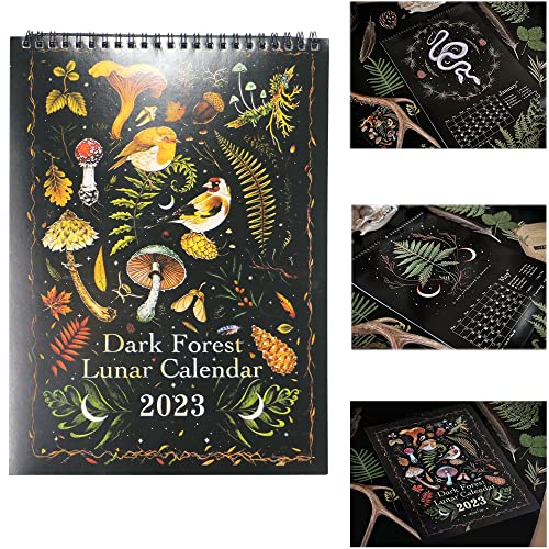 Neujahr Dunkler Wald Mondkalender 2023 Wand mit 12 Original-Illustrationen, bunte Wandbehang Kalender 20,3 x 27,9 cm für Weihnachtsgeschenke, offener Tierkalender Kunstdekoration thumbnail