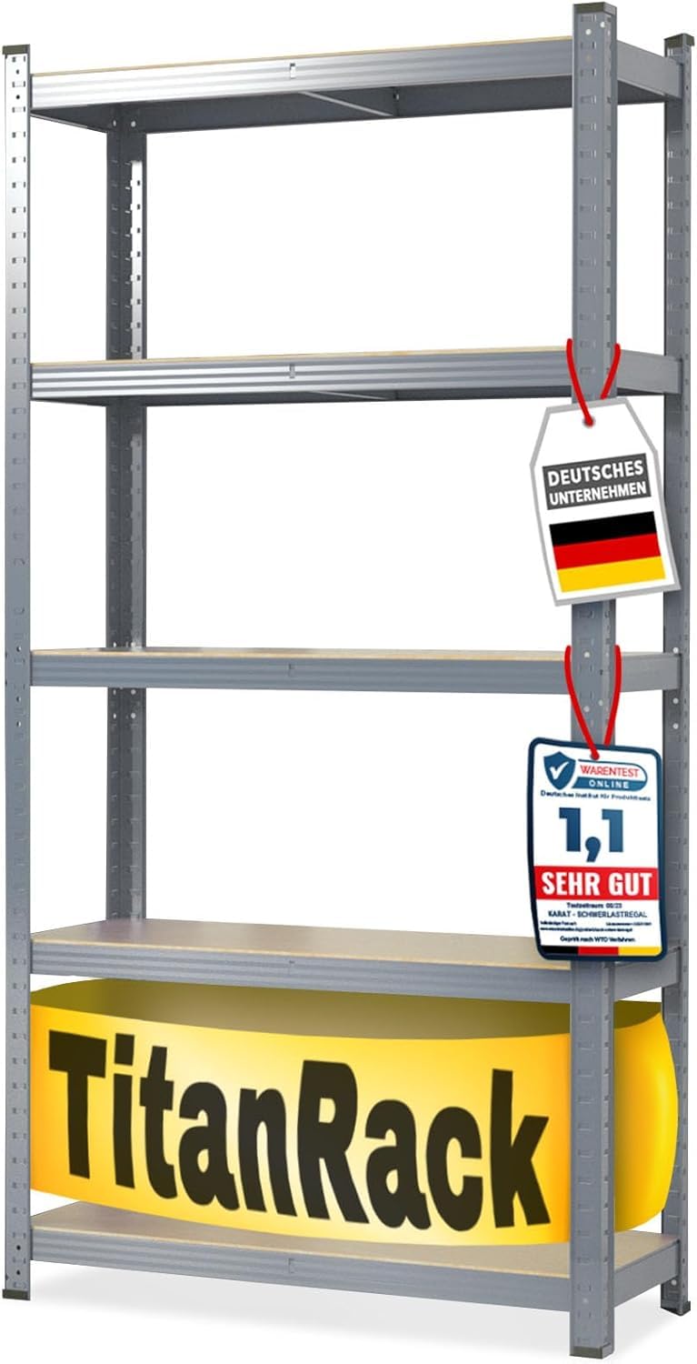 KARAT Heavy Duty Shelving for Garage, Basement, Workshop, Boltless Shelf, Wide Span Shelf, Storage Shelf, Basement Shelf, Corner Shelf, Tyre Shelf, Grid Shelf (Grey, 180 x 120 x 45 cm)