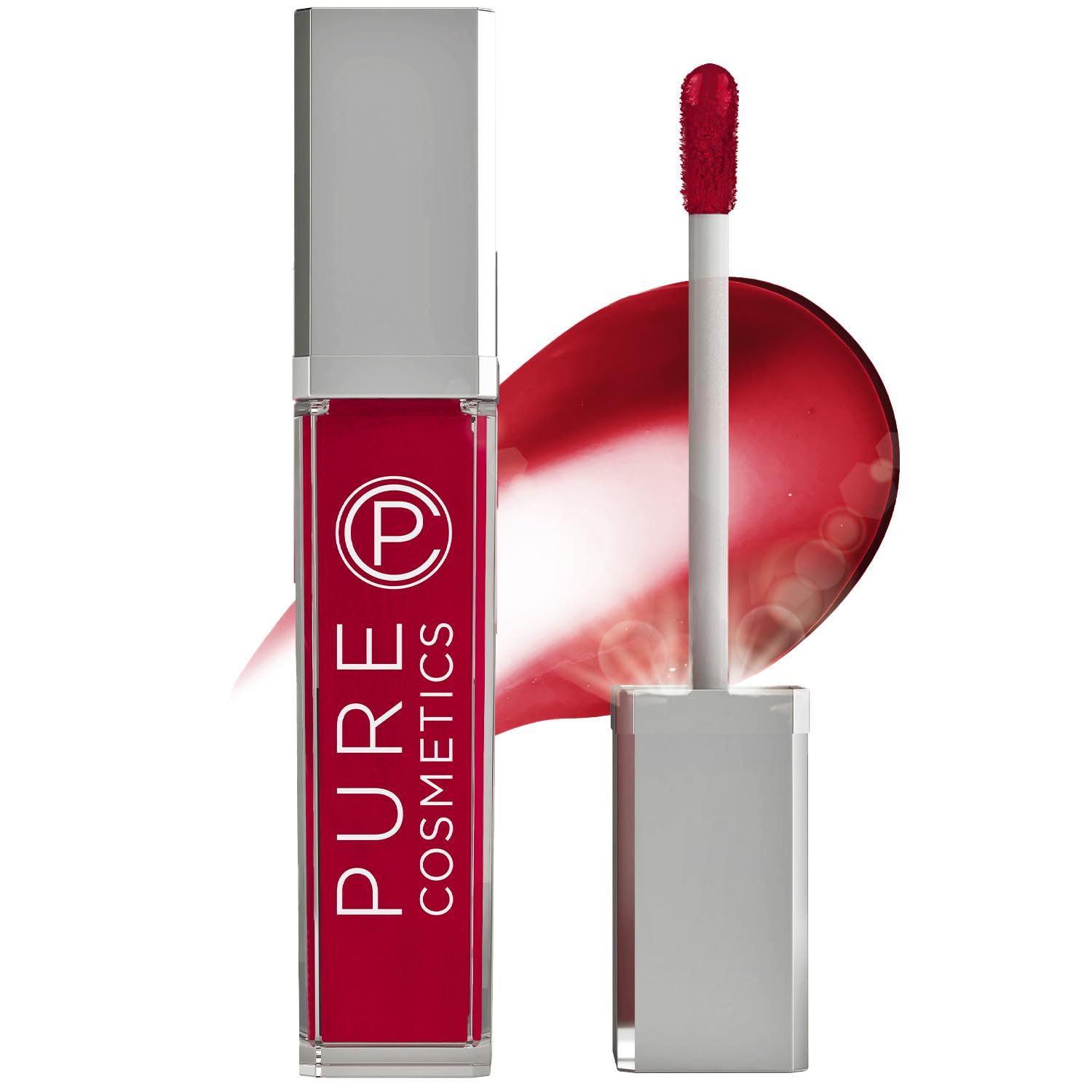 Pure Illumination Light-Up Lip Gloss with LED-Lit Applicator Brush + Side Mirror, Non-Sticky, Moisturizing Hydrating Lip Glosses with Lanolin, Jojoba