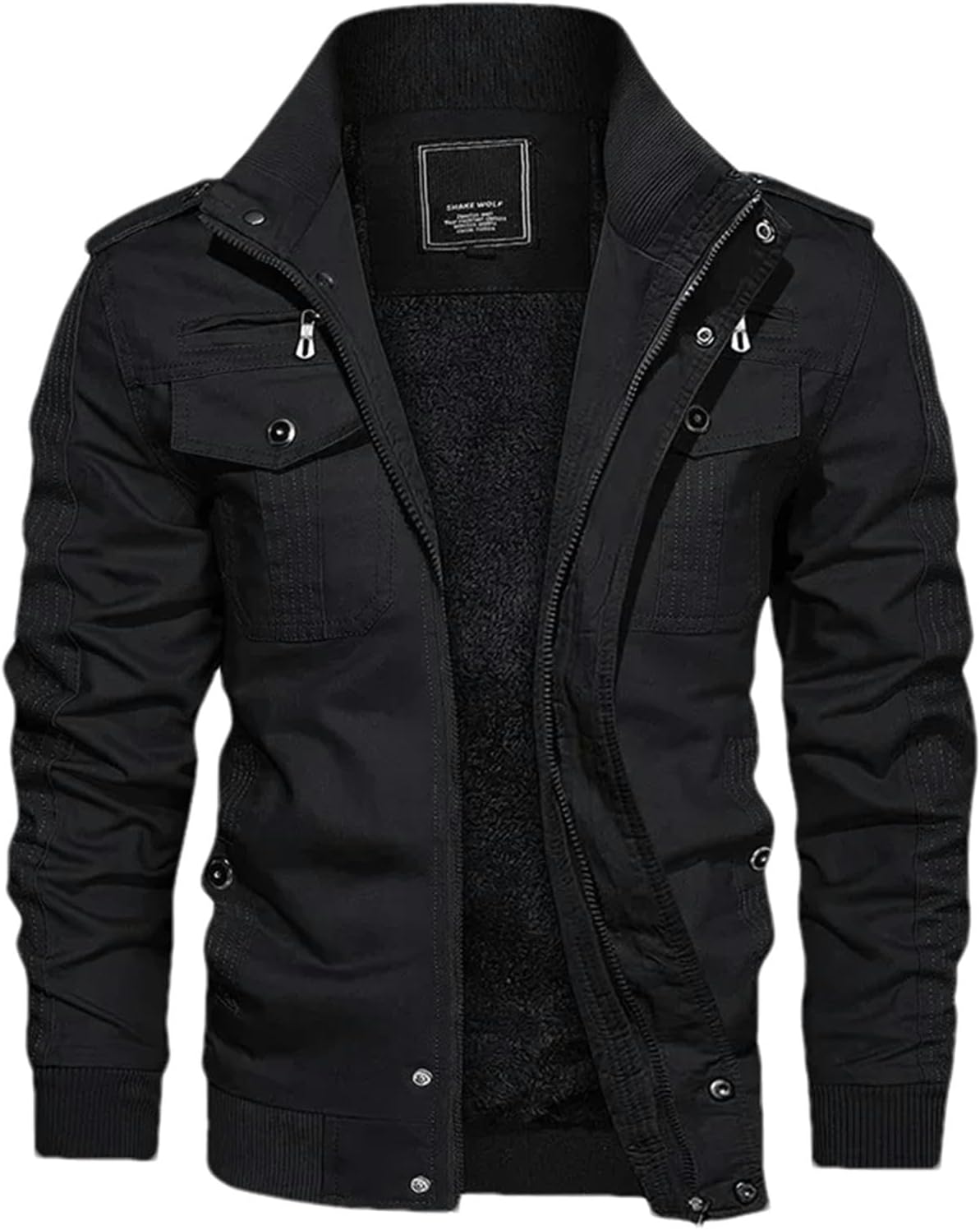 Autumn Winter Fleece Jacket Men Retro Windbreaker Casual Army Pilot Coat Thicken Warm Bomber Cargo Jacket Outerwear