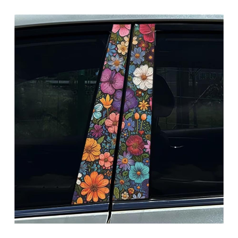 Bertdcx Type A Graffiti Dopamine Numerous Flowers Car Stickers Auto B-Pillar Decoration Auto Parts(Type A)