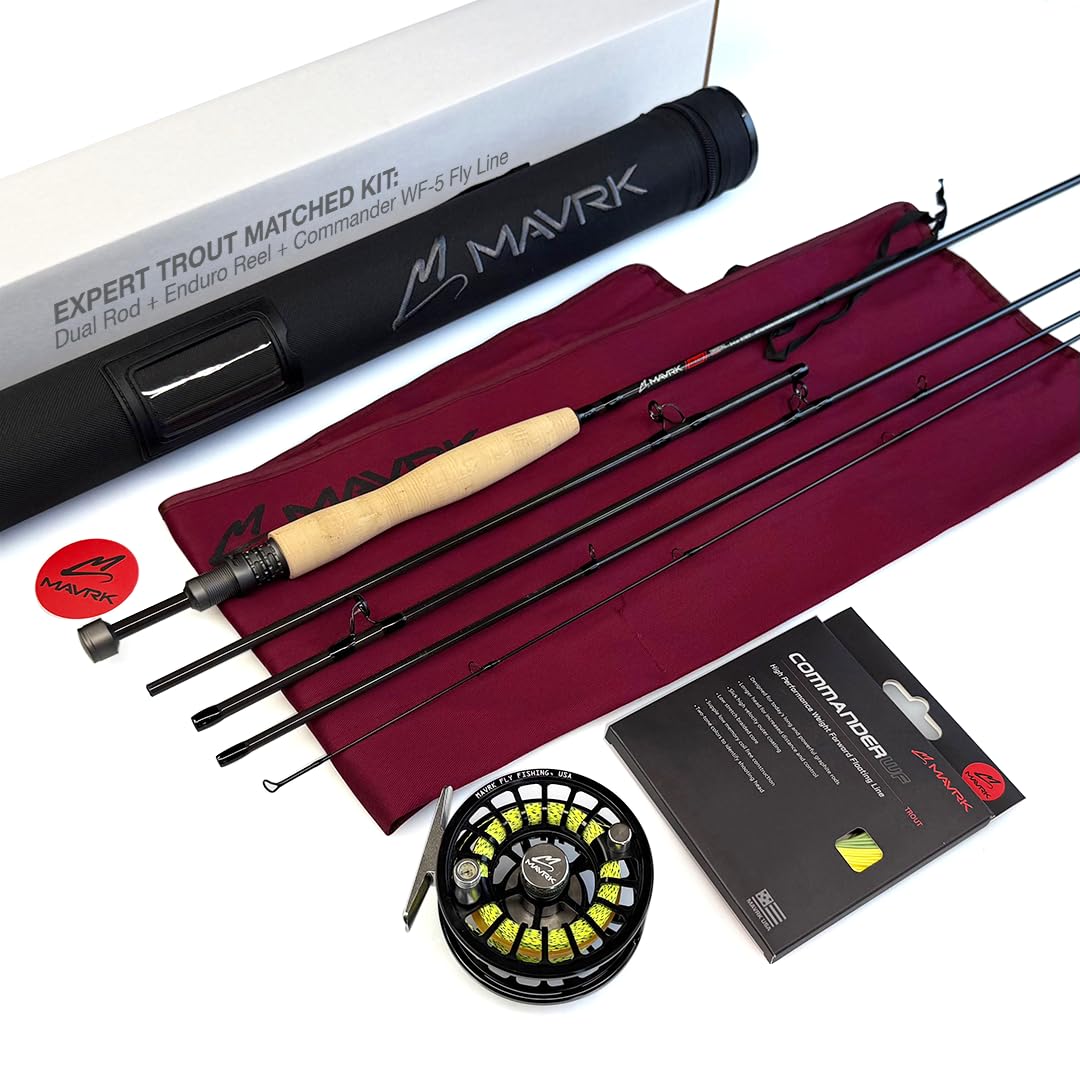 Mavrk USA Dual I Fly Fishing Combo - Convertible 9'/10'2" Nymph Rod, Enduro CNC Machined Reel & Commander WF-5 Floating Line - Premium Trout Setup for Euro Nymph, Dry Fly & Indicator Fishing