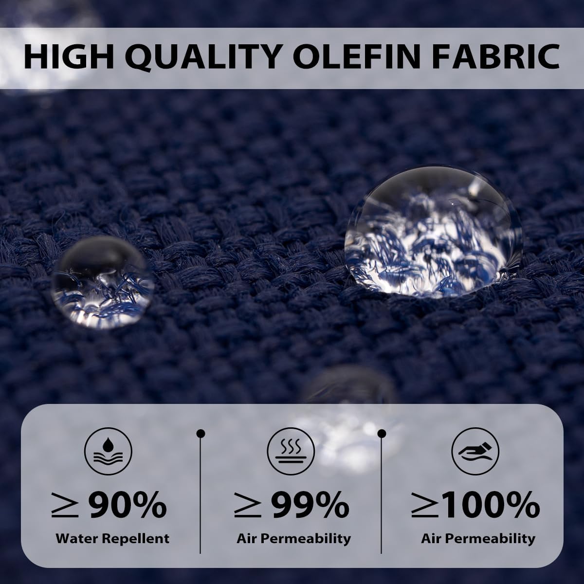 Sundale Outdoor Olefin Deep Seat Cushion, Patio Chair Cushion and Pillow, Water-Resistant Sectional Sofa Pad with Straps Navy Blue, 23 x 26 x 4 Inches